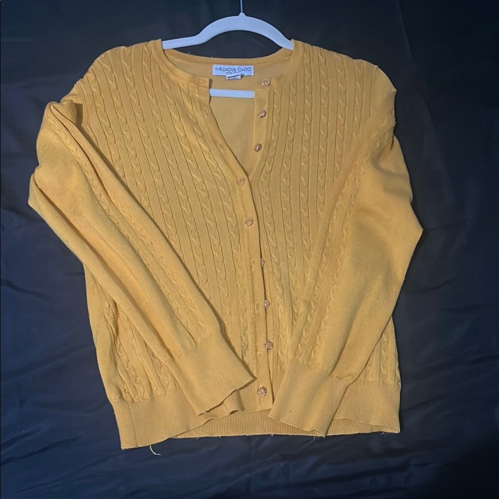 Yellow cardigan sweater